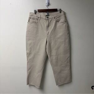 Abercrombie‎ & Fitch The 90’s Straight Ultra High Rise Cropped Beige Jeans 14/32